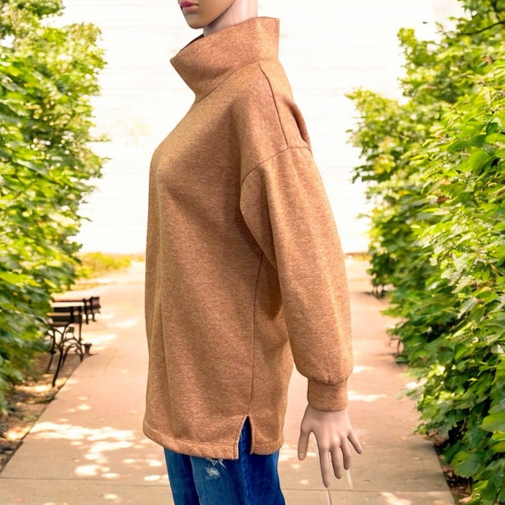 Lola Grace Burnt Orange Funnel Neck Drop Shoulder Fleece - Picture 9 of 16